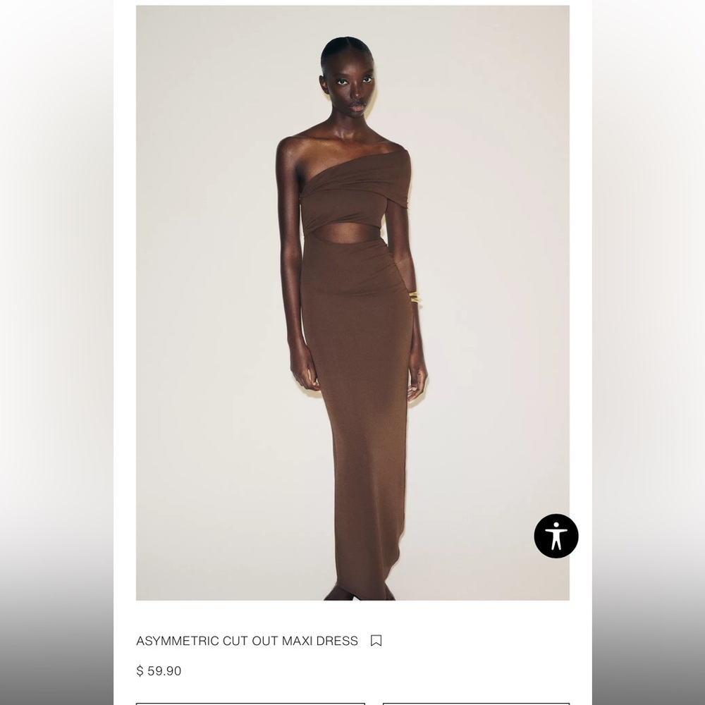 Zara Elegant Brown Off-Shoulder Dress